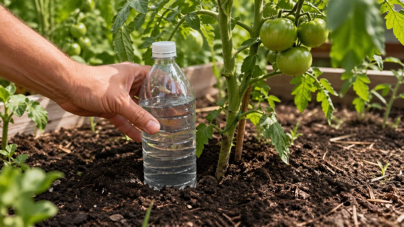 Samozavlažování pomocí pet lahve / Foto: Pestrazahrada.cz